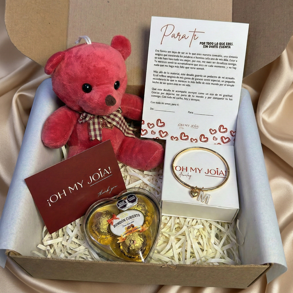 BOX AMOR REAL | BAÑO ORO 18K (Brazalete + Oso)