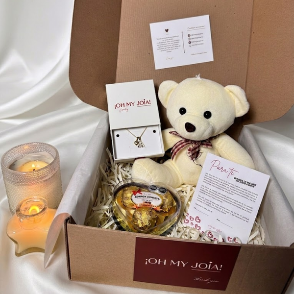 BOX SCENCIA | BAÑO ORO 18K (Collar+oso)